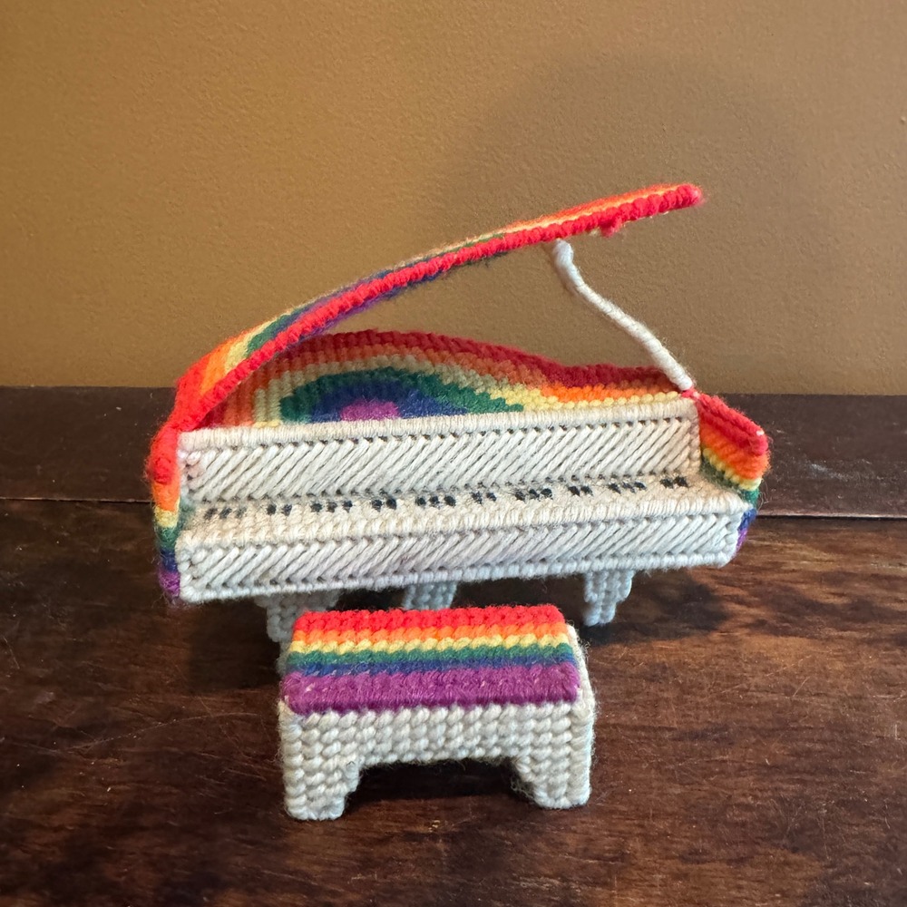 Rainbow Grand Piano Plastic Canvas Music Box Piano‎ with Stool